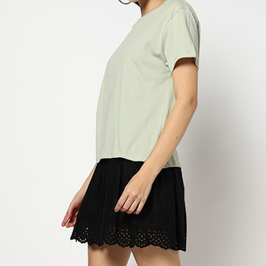 T-shirt d'été décontracté solide à col rond en Spandex respirant avec décoration de trou coupe régulière et longueur demi-manche - Product Image 4