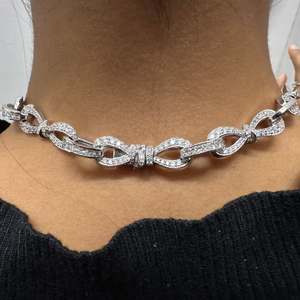 Collar Infinito Trenzado de Diamantes de Laboratorio de 15.5ct para Mujer, Elegante, 16 Pulgadas, Oro de 14K, Claridad E VS, Chapado en Rodio, Moderno y Fino - Product Image 3