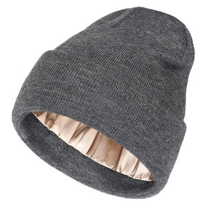 Premium Unisex Adjustable Satin-<b>Lined</b> Winter Beanie | Soft Acrylic Knit <b>Silk</b> Inner Layer | Breathable Waterproof Cuffed Slouchy - Product Image 1