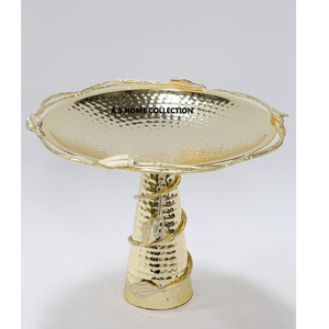 ที่วางถาดสแตนเลสสำหรับตกแต่งเค้กแต่งงานแบบกลมสีทองแบบโบราณที่วางแสดงคัพเค้กขนมหวานผลไม้ - Product Image 3