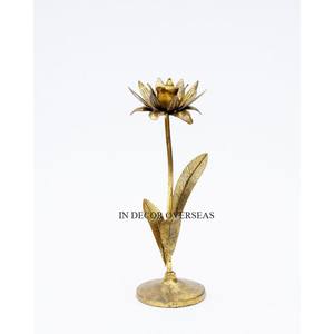 Flowers And Leaves Designer High Grade Gold Plated Excellent Quality Metal Table Centerpiece Wedding <b>Decoration</b> Candle Holder - Product Image 1