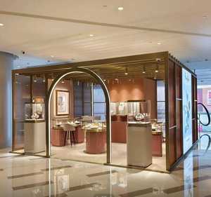 ตู้โชว์เครื่องประดับทรงสี่เหลี่ยมทันสมัยพร้อมกระจกและฐานสีชมพูสำหรับร้านค้าปลีก - Product Image 1