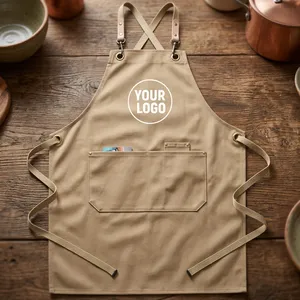 Classic Heavy Duty Reusable Canvas Bib <b>Apron</b> with Front Pocket Machine Washable for Cleaning Supplies Use - Product Image 1