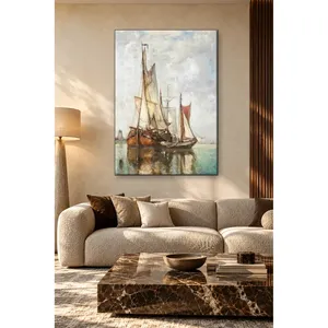 Impression sur toile de bateaux de marchandises à voile de Fida Paul Jean Clays sur eau calme - Product Image 1