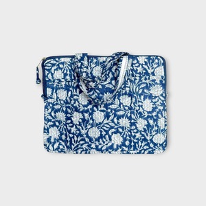 Handmade Indian Sky Blue Floral Quilted Cotton Luxury Business Simple Vintage Waterproof Lightweight <b>Laptop</b> <b>Bag</b> Protective - Product Image 4