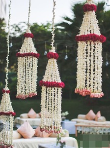 Candelabro Jhoomer de lujo con guirnalda de nardo y rosas pequeñas estilo Simple Artificial para techo balcón decoración de jardín - Product Image 5