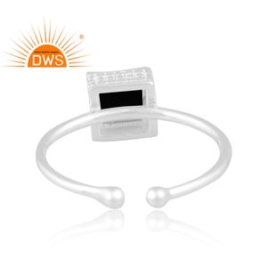 Meilleure qualité en argent Sterling fin naturel noir Onyx pierre précieuse bague réglable bijoux personnalisés pour les femmes cadeau pour elle - Product Image 4