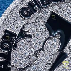 Iced Out Round Pendant VVS Moissanite Diamonds, Plata de Ley 925, Joyería Hip Hop para hombres Colgante de Plata de Ley 925 - Product Image 6