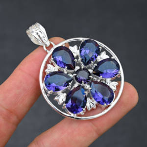 จี้อัญมณี925ทำมือจี้อัญมณีสีฟ้า iolite สำหรับเป็นของขวัญจากนักออกแบบเครื่องประดับสำหรับผู้หญิง - Product Image 2