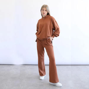 Factory-Made <b>Brown</b> Fleece Flared Sweatpants with Elastic Waist Customized Mid Waist Casual <b>Trousers</b> by SPORTAR Int for Men <b>Women</b> - Product Image 2