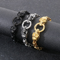 Pulsera YYN Vintage Punk de Acero Inoxidable con Cabeza de Calavera y Cadena Ajustable, Joyería Gótica Hecha a Mano para Hombre, Venta al Por Mayor