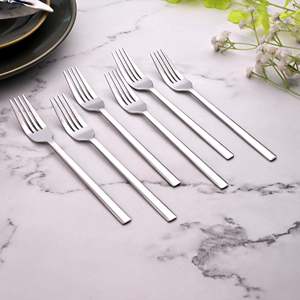 Lot de 6 mini-fourchettes écologiques en acier inoxydable argenté pour la maison et la restauration - Product Image 1