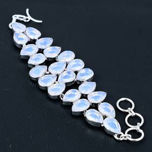 กำไลข้อมือเงินแท้ 925 ประดับด้วยโอปอลนม ทำด้วยมือ กำไลโอปอลนมสำหรับผู้หญิง กำไลสำหรับทุกเพศ เหมาะสำหรับเป็นของขวัญ - Product Image 3