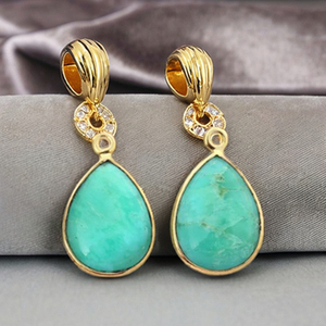 Nueva llegada 925 plata esterlina sólida 18K chapado en oro colgante crisoprasa natural 12x16mm pera bisel ajuste encantos finos - Product Image 3