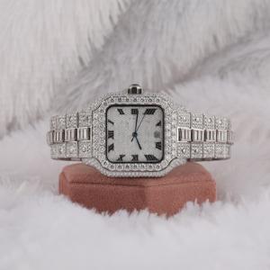 Moissanite Studded Square Roman Dial Full Iced Out Watch Hip Hop Rapper Automatic Wrist Luxurious Watch - Product Image 1