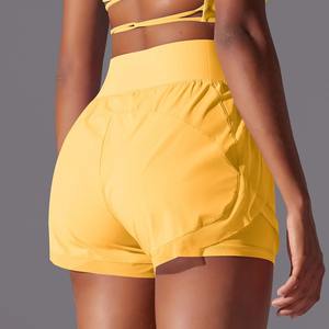 Shorts d'été pour femmes en gros personnalisés, couleur unie, décontractés, amples, taille élastique, cordon de serrage, shorts de sport pour la course à pied - Product Image 5