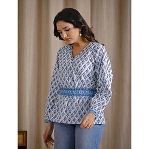 ผ้าทอระบายอากาศได้ดีทำจากผ้าฝ้ายสีขาวและสีฟ้า - Product Image 4