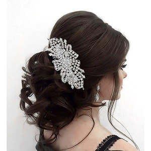 Apurva Durable aleación de zinc broche de pelo plateado con piedra austriaca broche de moda 1502079 - Product Image 1