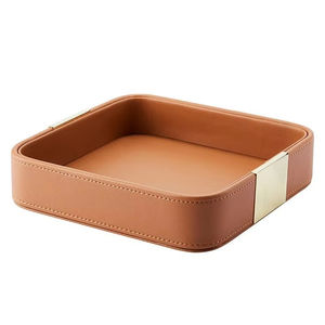 Smooth surface leather tray used to serve drinks <b>desserts</b> or snacks during formal parties and special occasions - Product Image 1