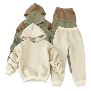 Conjunto de Sudadera con capucha y cremallera para niños de dos piezas con logotipo personalizado al por mayor de fábrica OEM ODM - Product Image 6