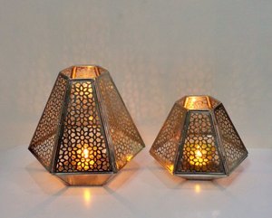 AK laiton meilleure qualité usine directement vente ronde luxe martelé bougie chauffe-plat ensemble de 2 pour la maison Diwali décoration - Product Image 4