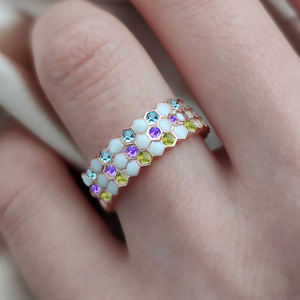 Minimaliste S925 mariage <span class=keywords><strong>opale</strong></span> hexagone pile anneau 925 en argent Sterling <span class=keywords><strong>naissance</strong></span> <span class=keywords><strong>pierre</strong></span> anneaux empilables - Product Image 1