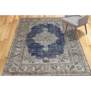 Tapis imprimé floral, antidérapant, intérieur, style bohème, style persan, bleu marine, tapis en chenille - Product Image 2