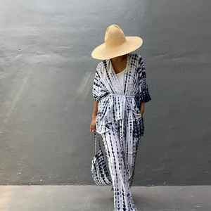 Kimono Tie-Dye para mujer, vestido playero de media manga, para vacaciones de verano - Product Image 1