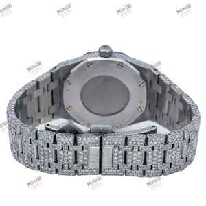 Antiguo 38mm Acero inoxidable Esfera elegante Lujoso completamente helado Moissanite Reloj de diamante Reloj de calidad premium 20mm Ancho de banda - Product Image 6