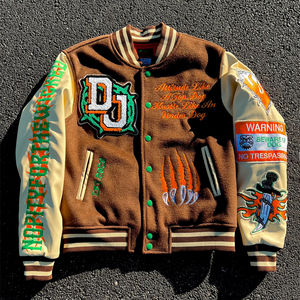 Article le plus exigeant 2024 haute qualité laine corps cuir manches broderie Patch Letterman Varsity veste pour hommes - Product Image 1