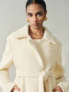 Manteaux anti-rides pour femmes col rabattu Nadi mélange de laine Tweed Long manteau vêtements d'été pour femmes mode durable - Product Image 5