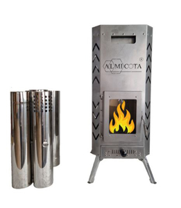 Poêle à bois portable léger ALMICOTA ALMI-Flex en acier inoxydable, design moderne, durable, pour l'extérieur - Product Image 1