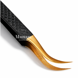 Pince à épiler pour cils plaquée or à pointe incurvée, outil professionnel d'extension de précision à pointe lisse, poignée antidérapante - Product Image 5