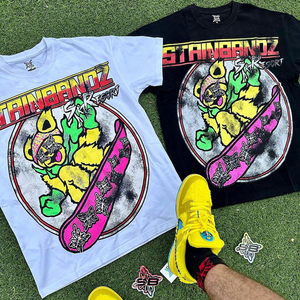 Camiseta Corta Personalizada 100% Algodón, Estilo Holgado, con Apliques Bordados, Hombros Caídos, Dobladillo sin Rematar, 100% Algodón - Product Image 4