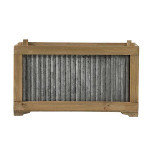 Jardinières d'intérieur et d'extérieur rectangulaires modernes en métal galvanisé gris (lot de 2) Garden Accent Home Decor - Product Image 3