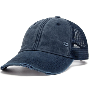 Sombrero de malla de camionero de 5 paneles de alta calidad personalizado OEM gorra de béisbol de ala curvada de moda diamantes de imitación lona impermeable ajustable - Product Image 1