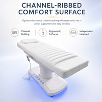Table de Soin Esthétique Électrique Blanche Réglable Hydraulique avec Base Lumineuse LED et Télécommande pour Traitement Facial – Équipement de Salon