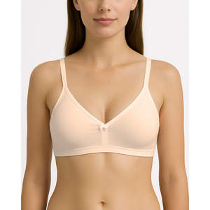 Soutien-gorge sans bretelles en coton sans couture pour femme, confortable et respirant, push-up, tailles 75-B à 95-B, fermeture à crochet, beige - Product Image 2