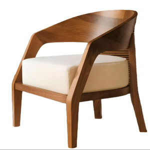 Silla de salón Luzy con marco de madera de teca maciza con tela de cojín y espuma para uso en interiores y exteriores en el hogar, la oficina o la sala de estar - Product Image 1