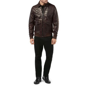 Chaqueta de Cuero para Hombre de Invierno, Personalizada, con Cuello Alto, Logotipo Frontal, Tela de Lona, Antibacteriana, Transpirable, Ecológica, Resistente al Viento - Product Image 2