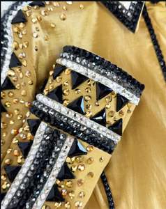 Chemises Western faites à la main Cowgirl Western Show Vestes Stretch Taffetas Tissu Dissimuler Zipper Show Shirt pour vêtements équestres - Product Image 2