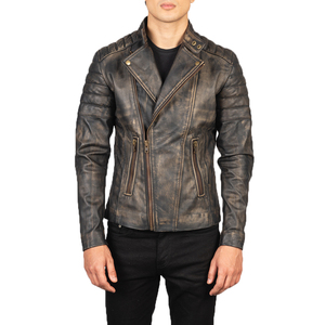Venta al por mayor chaqueta de cuero marrón para los hombres de alta calidad logotipo personalizado exterior desgaste suave chaqueta de cuero genuino - Product Image 1