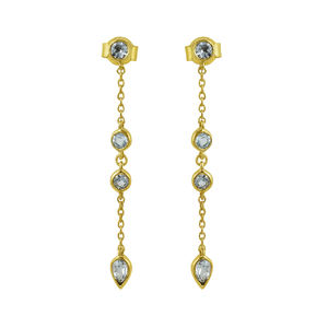 Custom <b>fashion</b> new design gemstone <b>earring</b> gold plated 925 sterling silver zircon white gemstone <b>drop</b> <b>earrings</b> - Product Image 6