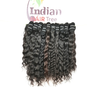 Extensions de cheveux humains indiens non traités, aspect naturel, cuticules alignées, ondulées, prix d'usine en gros à 100%, produits de qualité - Product Image 1