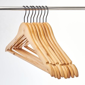 Porte-vêtements en bois vintage rétro élégant à un seul niveau pour armoire, salle de bain, salon avec cintres - Product Image 1