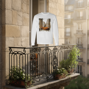 T-shirt à manches longues avec motif chat parisien endormi, haut promotionnel inspiré du monde félin - Product Image 3