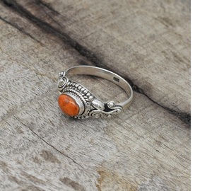 Esponja Coral Piedra preciosa Plata de Ley 925 Joyería hecha a mano Anillo de plata sólida Regalo elegante para ella Anillo único inspirado en el océano - Product Image 4