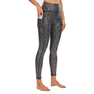 Leggings porte-bonheur pour femmes, pantalon imprimé sur mesure, motifs léopard scintillants, yoga, vêtements de sport, décontractés, polyester, spandex - Product Image 3