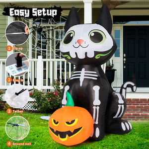 5 FT <span class=keywords><strong>Halloween</strong></span> Black <span class=keywords><strong>Cat</strong></span> Aufblasbare, aufblasbare schwarze Katze mit Kürbis Outdoor <span class=keywords><strong>Halloween</strong></span> Dekoration Abstand mit LED-Lichtern - Product Image 4