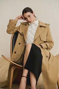 Veste bomber longue en coton pour femme, double boutonnage, col à revers, coupe-vent, vêtements d'extérieur pour le bureau en hiver - Product Image 3